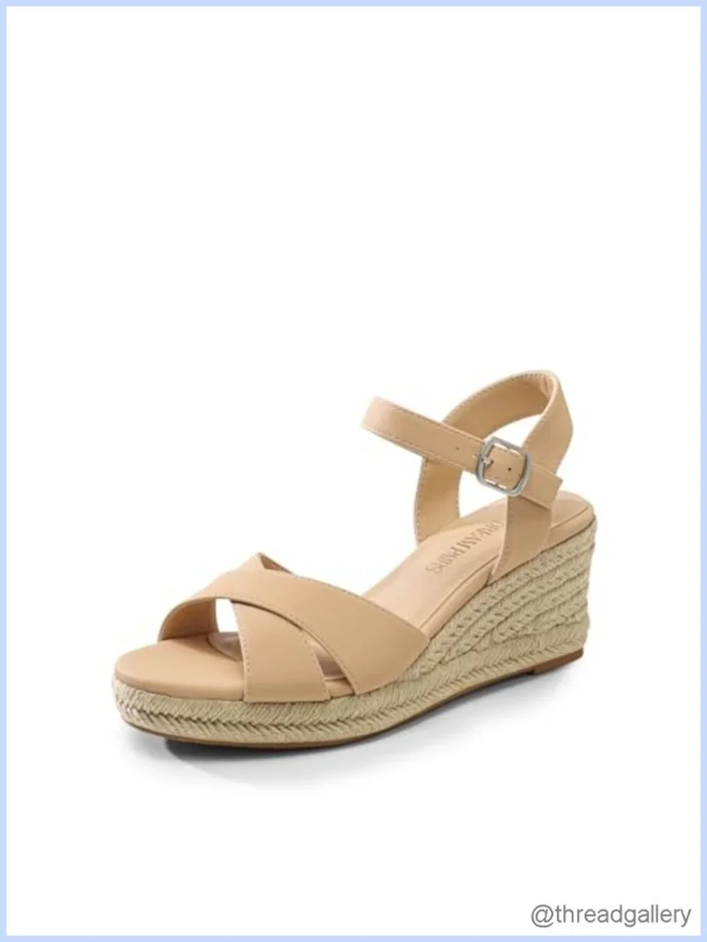 Espadrille Wedge Sandals - PU, Cowhide, Denim, Raffia